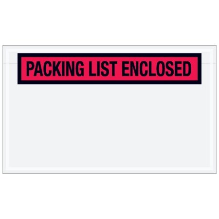 Bsc Preferred 4-1/2 x 7-1/2'' Red ''Packing List Enclosed'' Envelopes, 1000PK BUY00024599